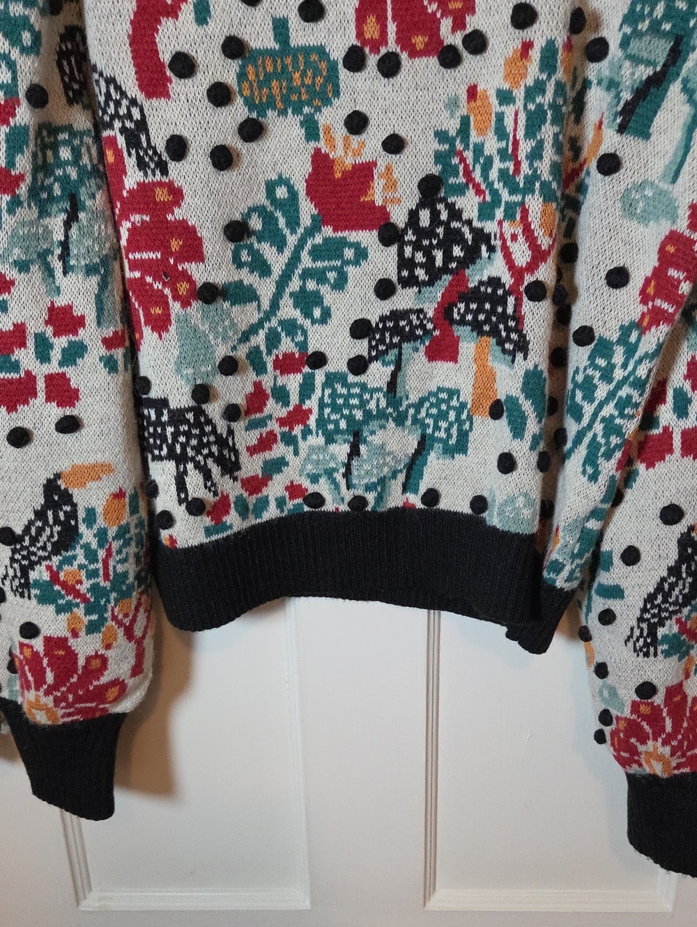 FARM RIO MUSHROOM FOREST SWEATER Puffed Sleeve Size Large - Picture 7 of 16